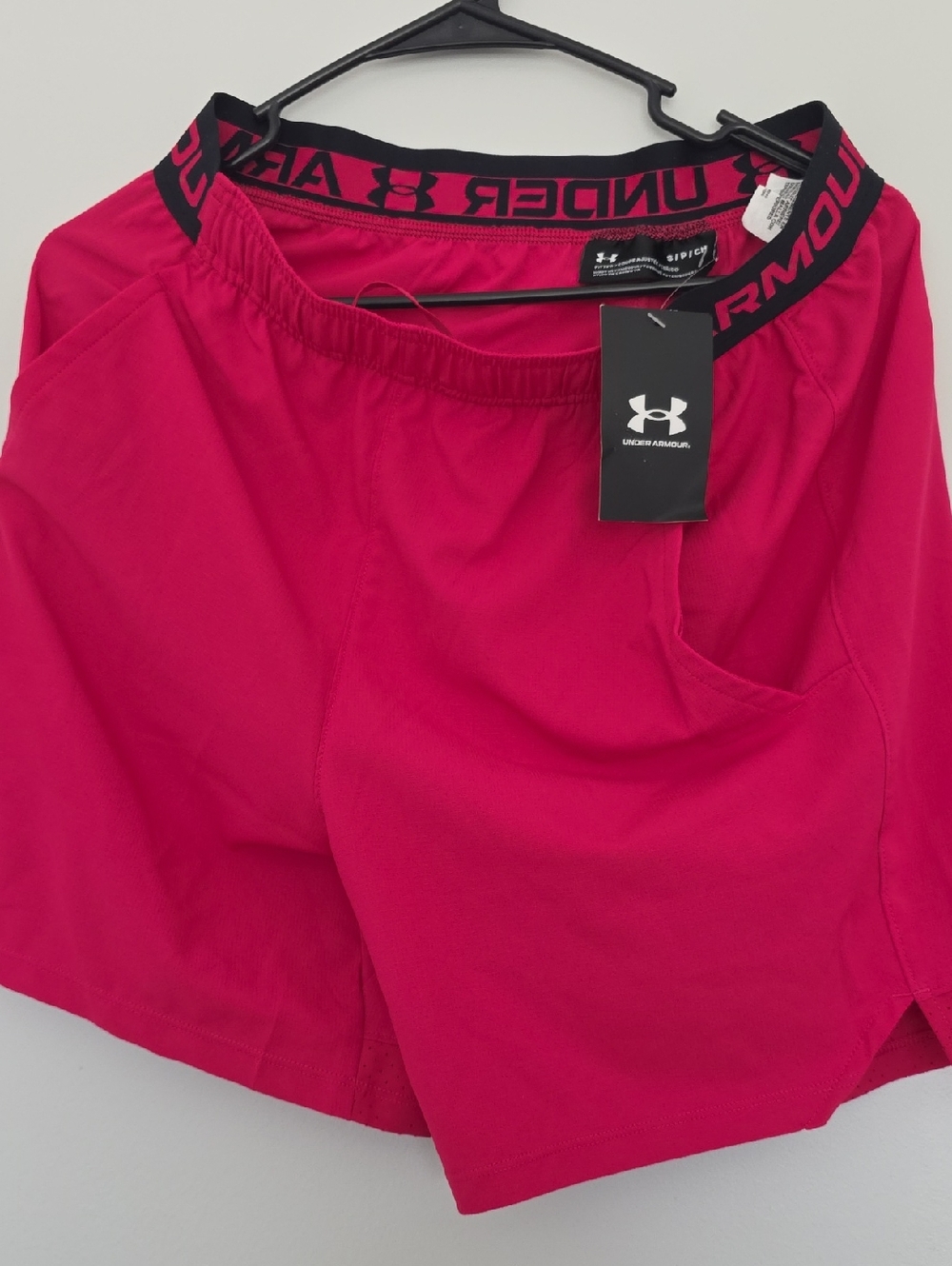Under Armour Women’s Bright Pink Athletic Shorts with Logo Waistband